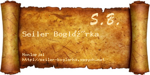 Seiler Boglárka névjegykártya
